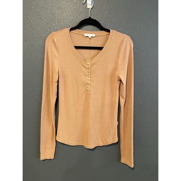 Bohme Camel Long Sleeve Button Tee - Picture 1 of 4